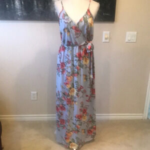 NWOT SCOBE Spring Summer Floral Maxi Halter Dress Size L